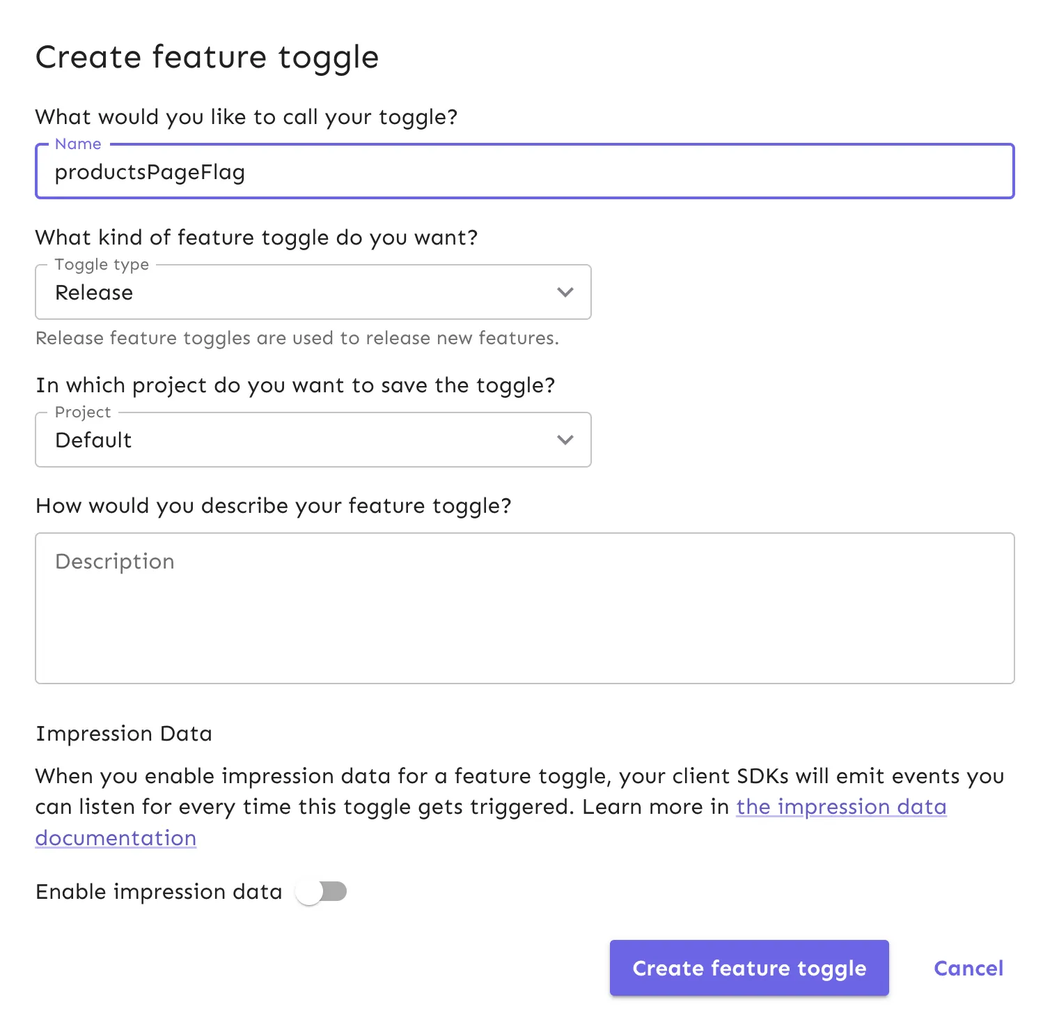 Create a flag in Unleash called "productsPageFlag".