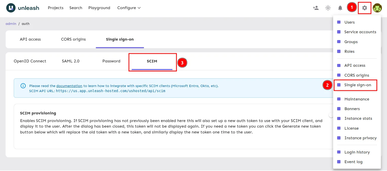 Navigate to the SCIM Config