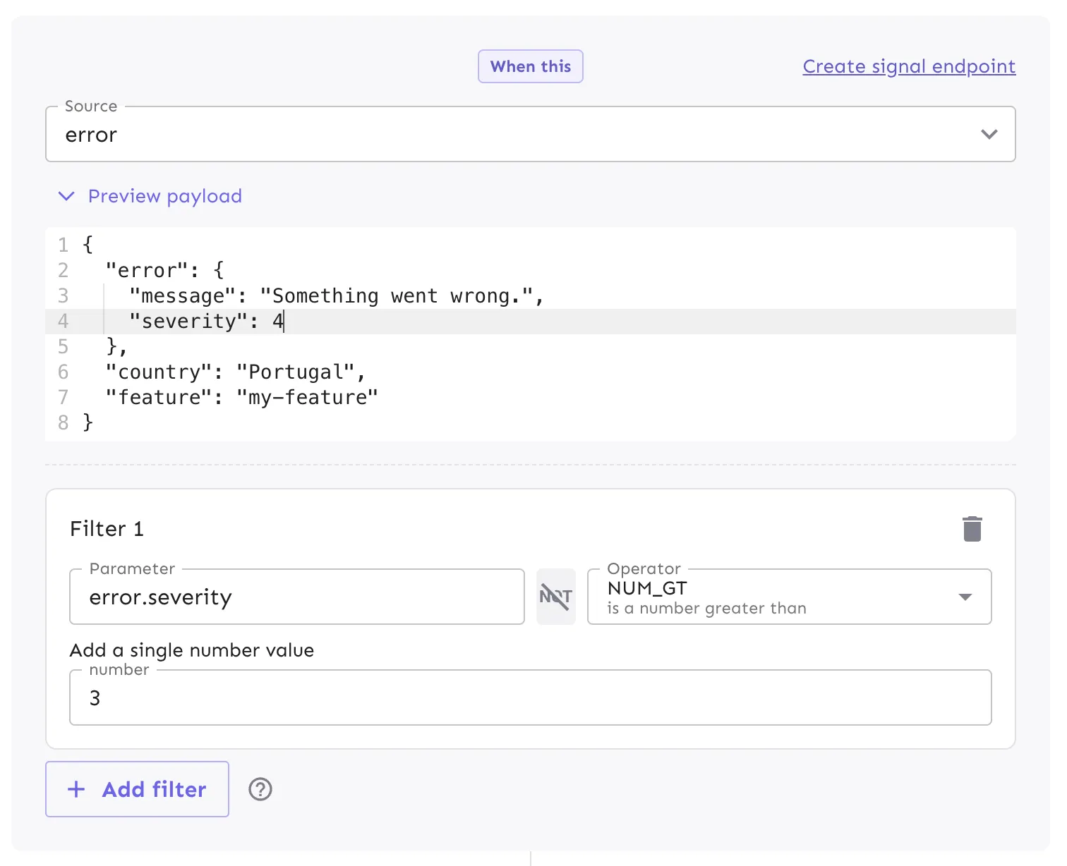 Create actions - Source and filters
