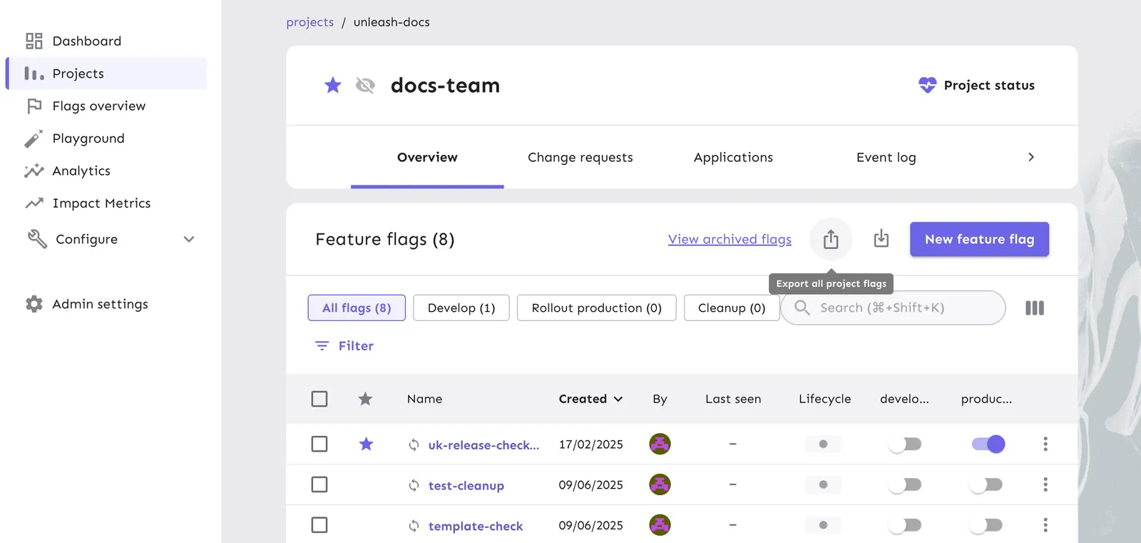 Export all flags from a project
