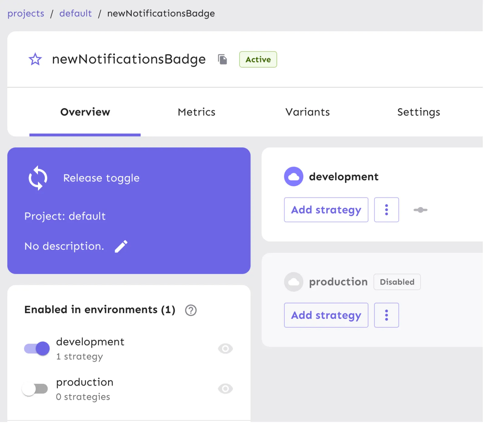 Enable flag for development environment