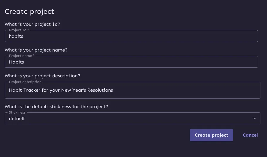 Create a new project in Unleash