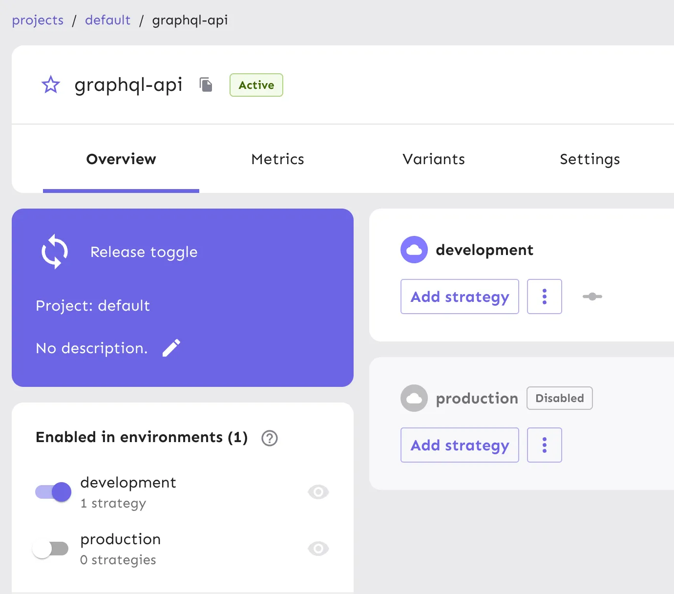 A feature flag called graphql-api is now visible.