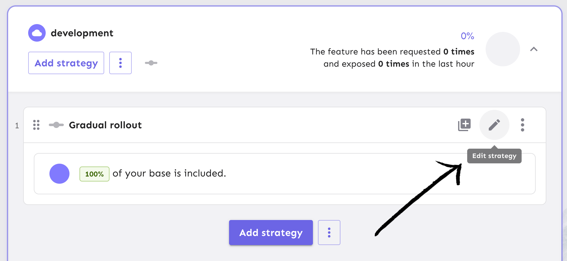 Edit your gradual rollout strategy by selecting the &#39;edit strategy&#39; button.