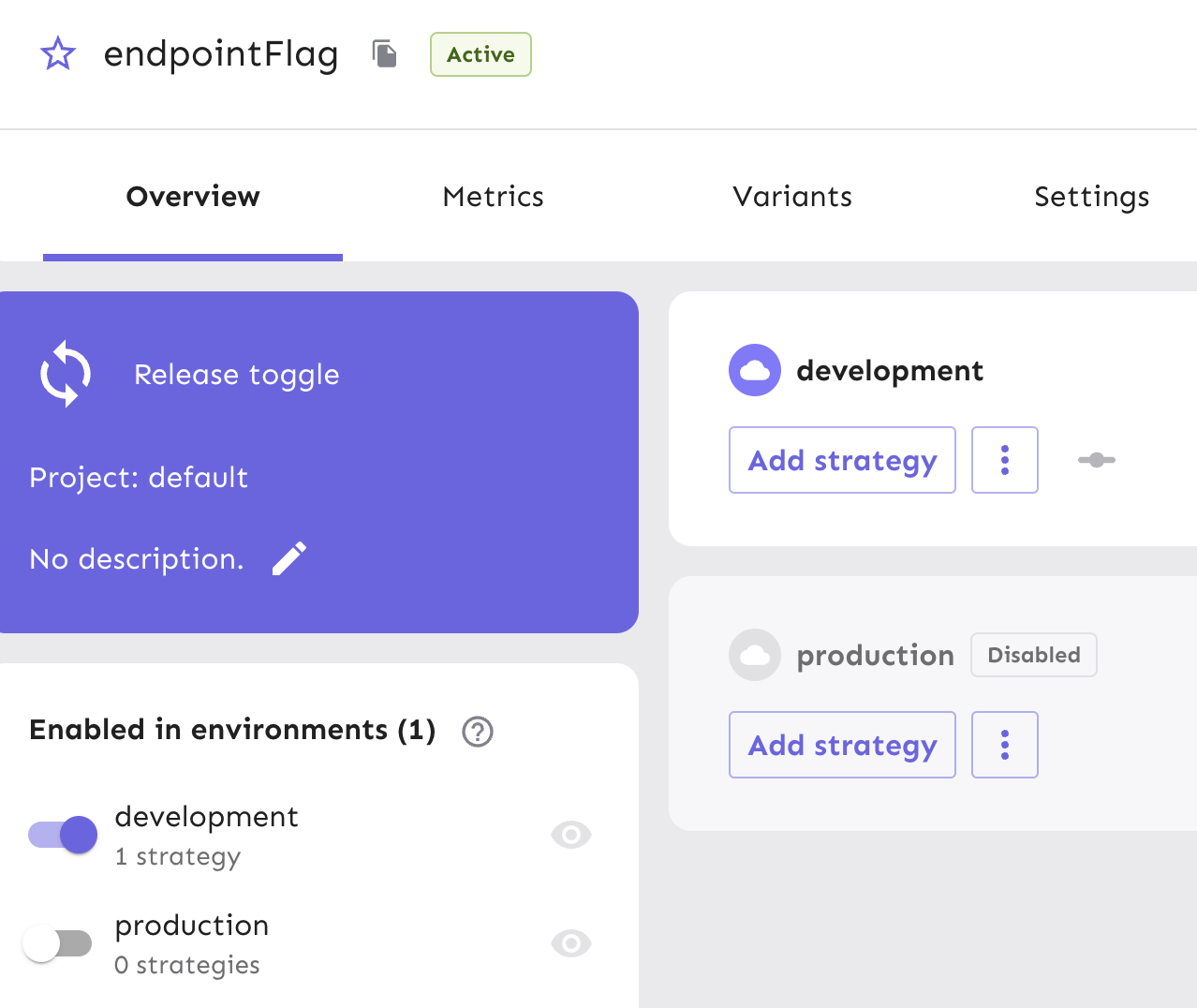 Enable your new flag in the development environment in your flag view.