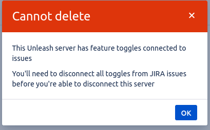 A warning dialog telling you that you can&#39;t delete a server.
