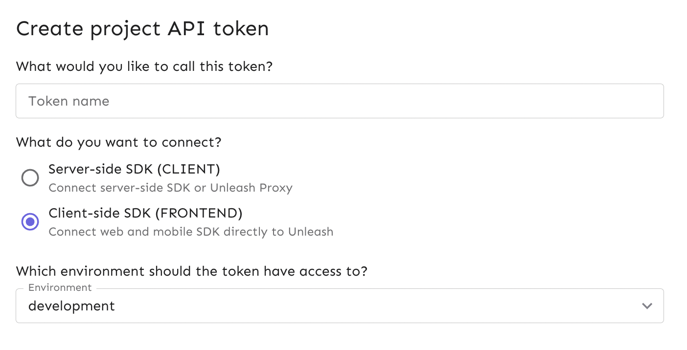 Create new projet API token