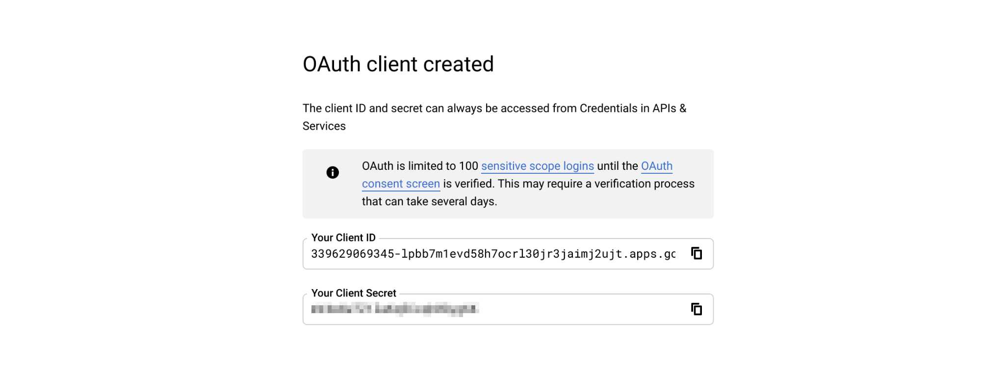 Google OAuth: Secret